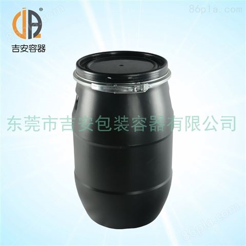 30L升塑料化工桶 30kg公斤包装桶 铁箍黑色圆桶 *