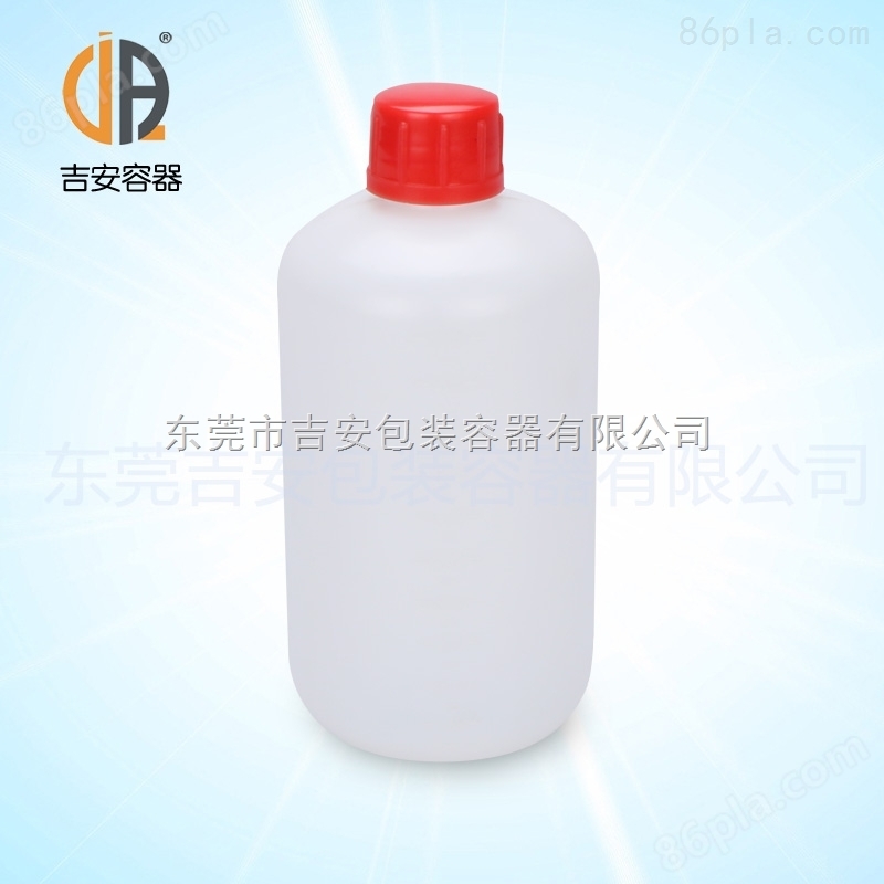 1L圆形肥身HDPE塑料瓶 带刻度加内盖包装塑料罐 1000ml化工瓶