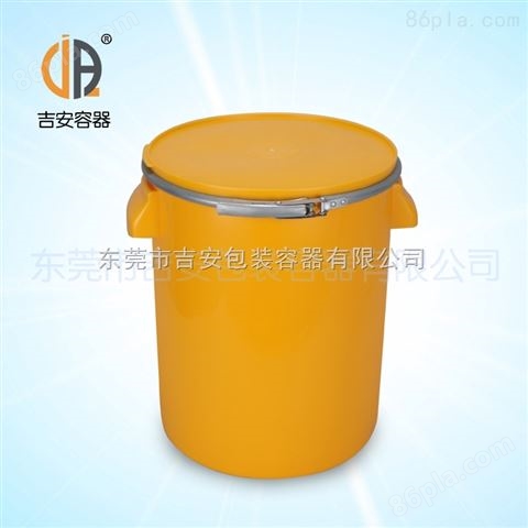 【*】20L硅胶桶 20升塑料直身铁箍桶 20KG化工桶带铁箍